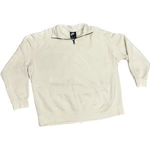 Nike Trend Fleece 1/4 zip sweatshirt in cream/ off white Oversized Womens